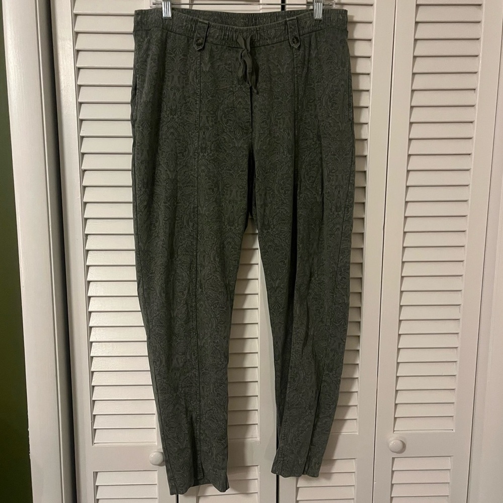 J. Jill Cotton Paisley Green Straight Leg Jogger Pants Size Medium
